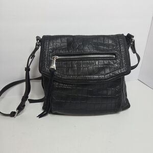 aimee kestenberg leather shoulder bag fifth avenue black croco silver hardware